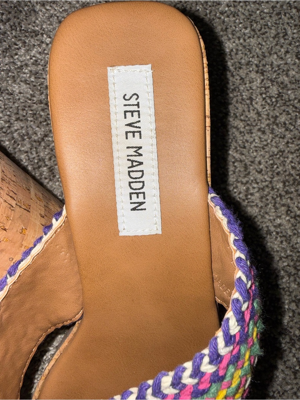 Steve Madden Multicolor Braided Wedge Mules with Tan Footbed - Picture 3 of 3